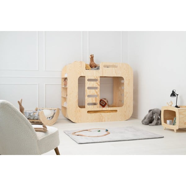 Letto a castello con contenitore 90x200 cm in colore naturale Mundo - Adeko-image-2