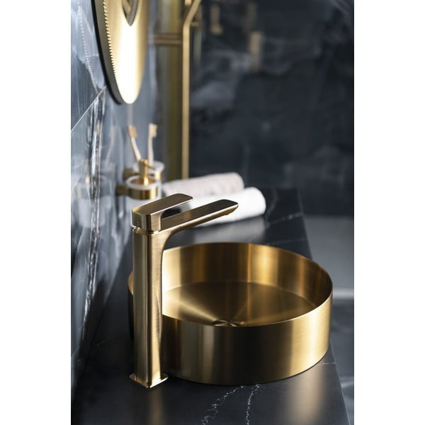 Rubinetto per lavandino dorato verticale Spy – Sapho-image-1