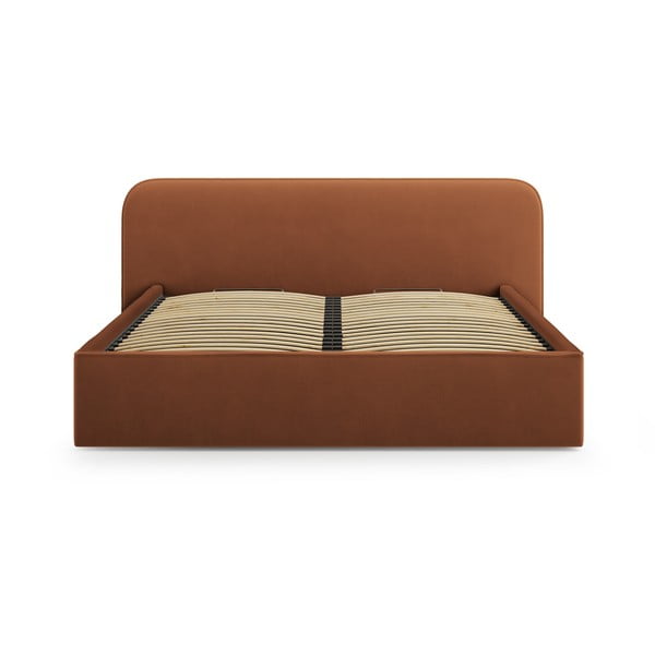 Letto matrimoniale imbottito color terracotta con contenitore e rete inclusi 180x200 cm Elizabeth – Micadoni -image-4