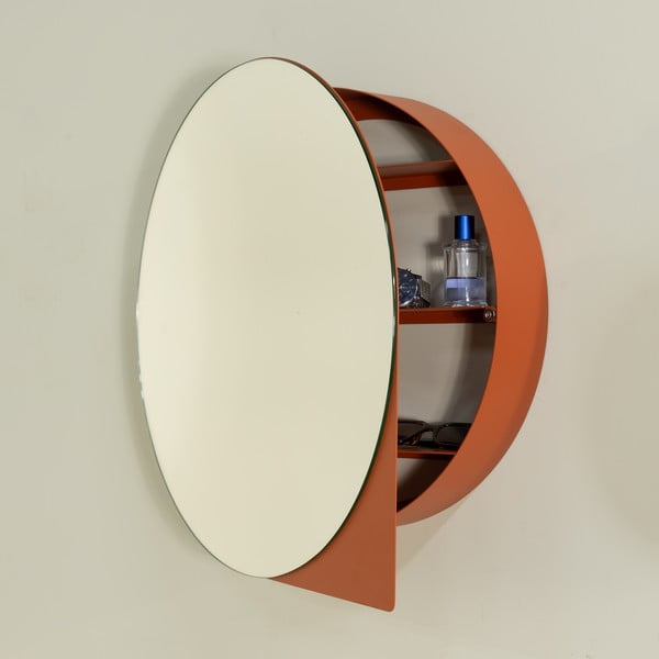 Mobile per bagno color terracotta in metallo da appendere/con specchio 55x55 cm Sonnet – Spinder Design-image-1