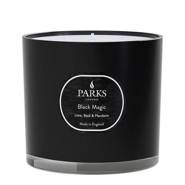 Candela al profumo di lime, basilico e mandarino Black Magic, durata di combustione 56 h Lime, Basil & Mandarin - Parks Candles London