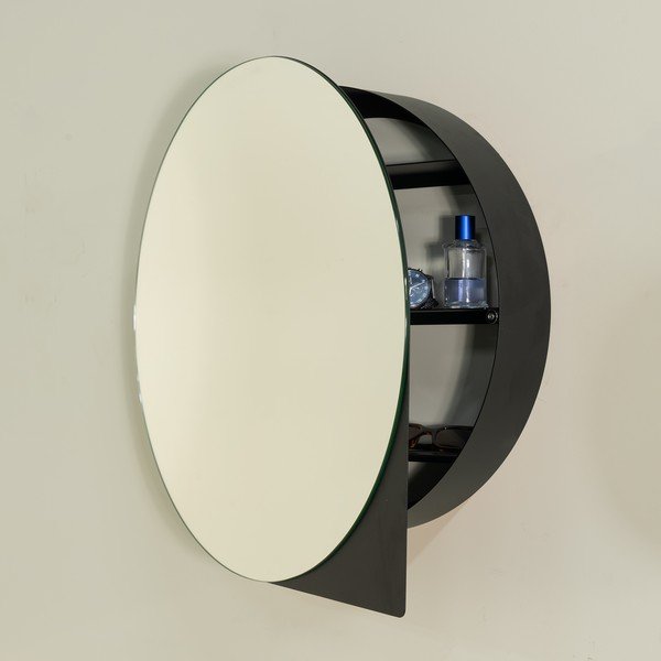 Mobile per bagno nero in metallo da appendere/con specchio 55x55 cm Sonnet – Spinder Design-image-2