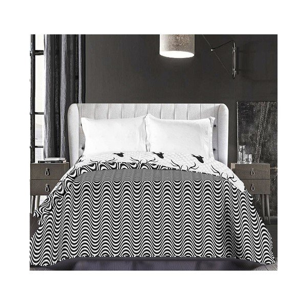 Copriletto reversibile in microfibra bianco e nero Hypnosis Deerest, 220 x 240 cm - DecoKing-image-2