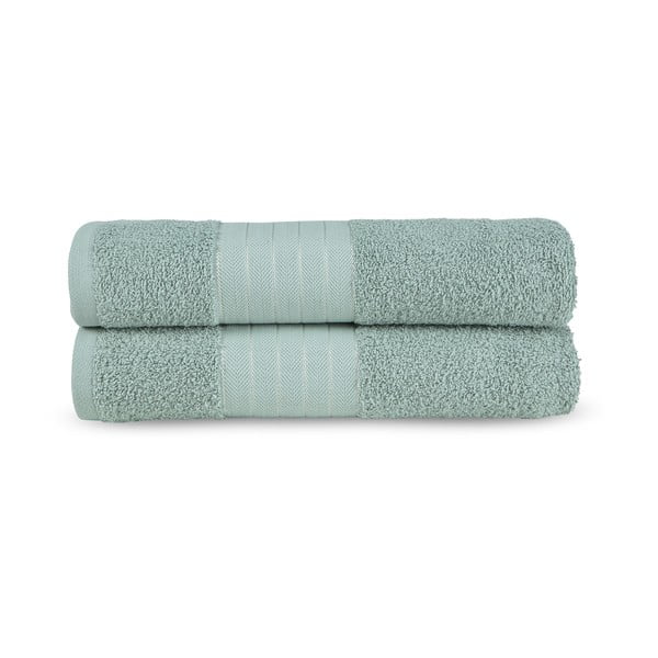 Set di 2 asciugamani in spugna di cotone verde chiaro 70x140 cm - Good Morning