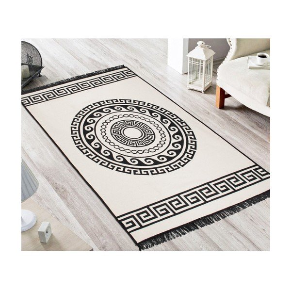 Tappeto bifacciale beige e nero Mandala, 120 x 180 cm - Cihan Bilisim Tekstil-image-2