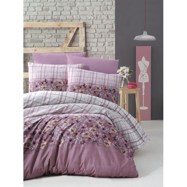 Biancheria in cotone rosa per letto singolo 140x200 cm Alvina - Mijolnir
