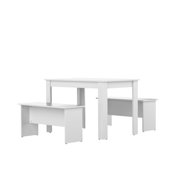 Tavolo da pranzo bianco con 2 panche Nice - TemaHome