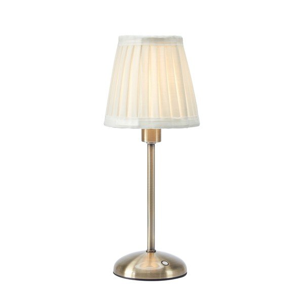 Lampada da tavolo LED color crema/color ottone in tessuto con intensità regolabile/portatile (altezza totale 35 cm) Anno – Markslöjd