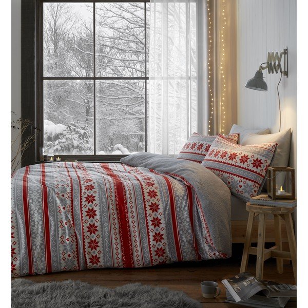 Biancheria da letto rosso-grigia 200x200 cm So Soft - Catherine Lansfield-image-1