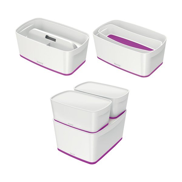 Contenitore bianco e viola con coperchio Office, volume 5 l MyBox - Leitz-image-4