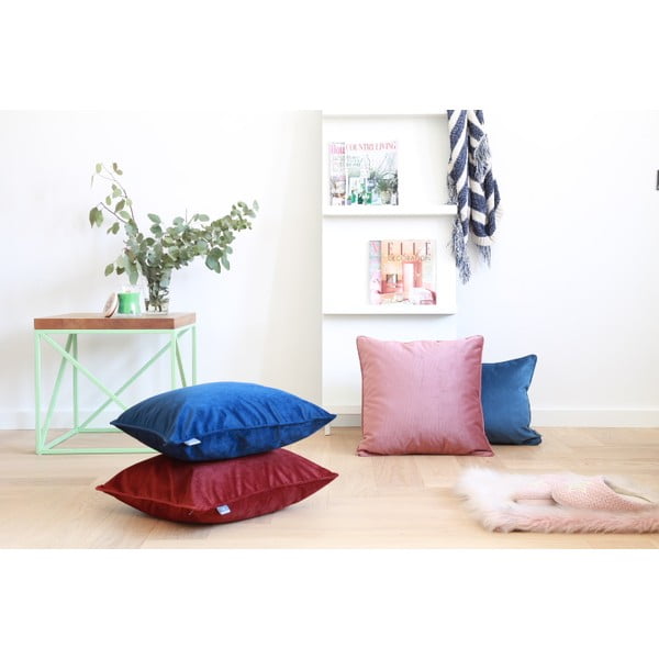 Fodera per cuscino blu con finitura in velluto Jeans, 50 x 50 cm - WeLoveBeds-image-1