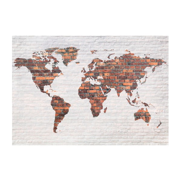 Carta da parati di grande formato Brick World Map Wall, 400 x 280 cm World Map: Brick Wall - Bimago