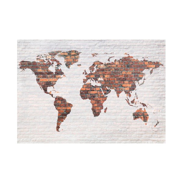 Carta da parati di grande formato Brick World Map Wall, 400 x 280 cm World Map: Brick Wall - Bimago