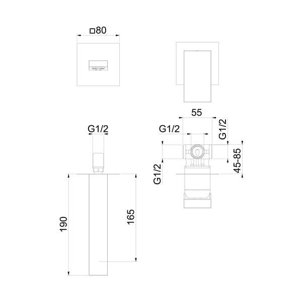 Rubinetto per lavandino in nero opaco da incasso (con una uscita) Latus – Sapho-image-4