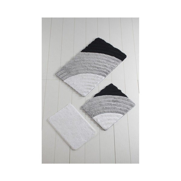 Set di 3 tappetini da bagno grigi Well - Foutastic