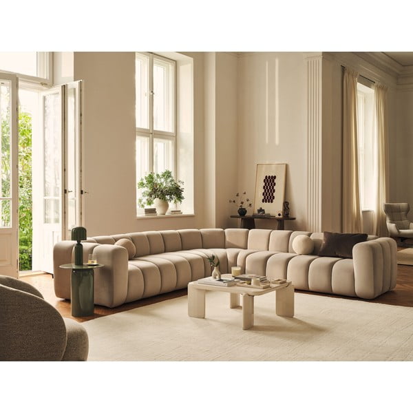 Divano angolare componibile verde con rivestimento in velluto Lupine – Micadoni -image-1