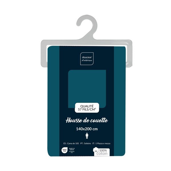 Copripiumino color petrolio in cotone per letto singolo 140x200 cm Lina – douceur d'intérieur-image-2