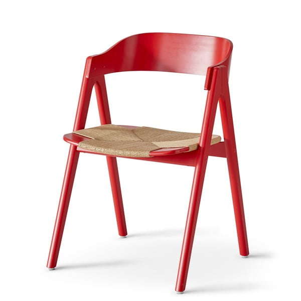 Sedia da pranzo in legno di faggio rosso con seduta in rattan Findahl di Hammel Mette - Hammel Furniture