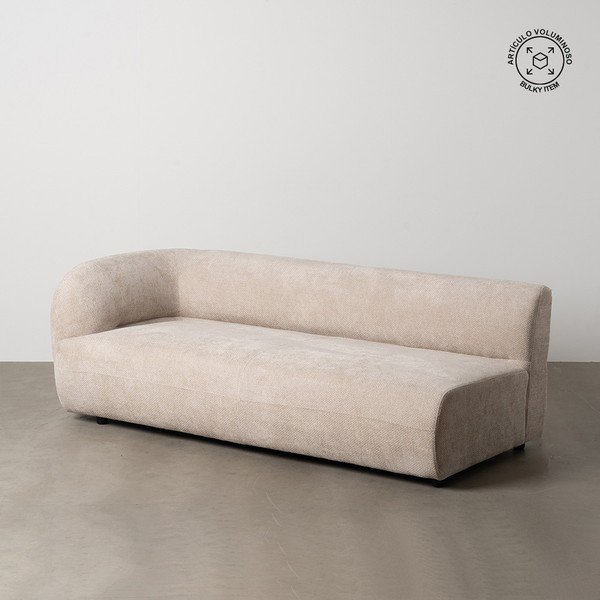 Divano beige con penisola a sinistra con rivestimento in ciniglia 199 cm Minimal – Ixia-image-1