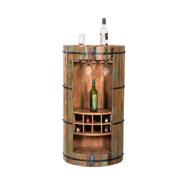 Scaffale per vino in legno riciclato colore naturale 8 bottiglie 60x115 cm Kaveri - Interia Home & Living-image-2