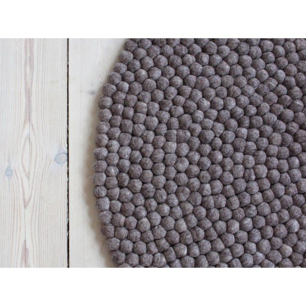 Tappeto in lana marrone noce, ⌀ 120 cm Ball Rugs - Wooldot