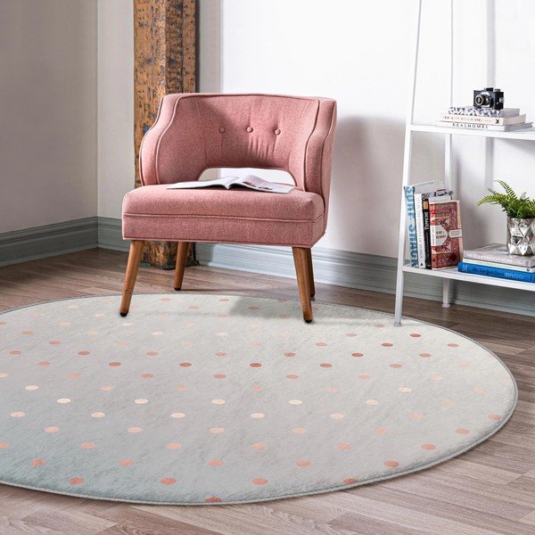 Tappeto rotondo lavabile di colore grigio-rame adatto per aspirapolvere robot ø 120 cm Comfort - Mila Home-image-1