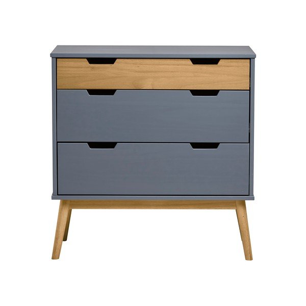 Cassettiera grigia in legno di pino massiccio, altezza 82 cm Baku - Marckeric