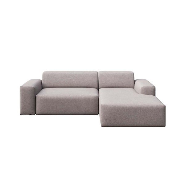 Divano angolare grigio allungabile e con contenitore (con penisola a destra e chaise lounge) rivestito in velluto Villet – Rodier