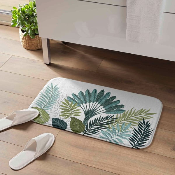 Tappetino per il bagno bianco/verde 45x75 cm Panazio – douceur d'intérieur-image-1