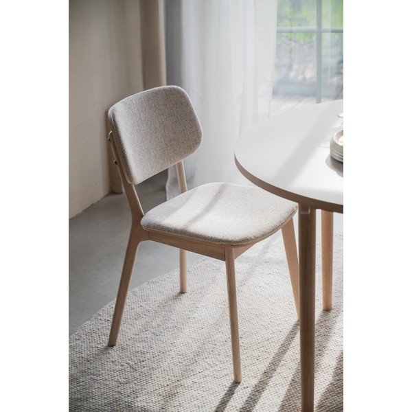 Sedia da pranzo color crema/colore naturale chiaro in rovere massiccio Barrett – Rowico-image-3