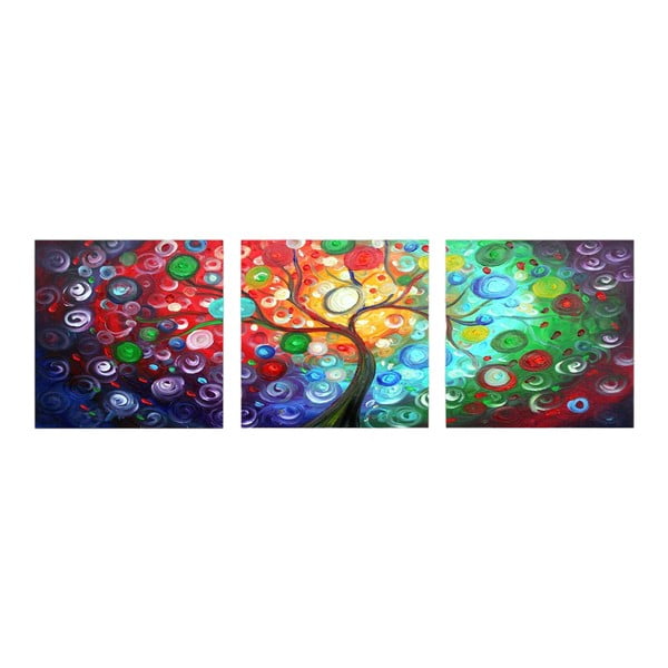 Dipinti in set di 3 pezzi 30x30 cm Tree of Life - Wallity