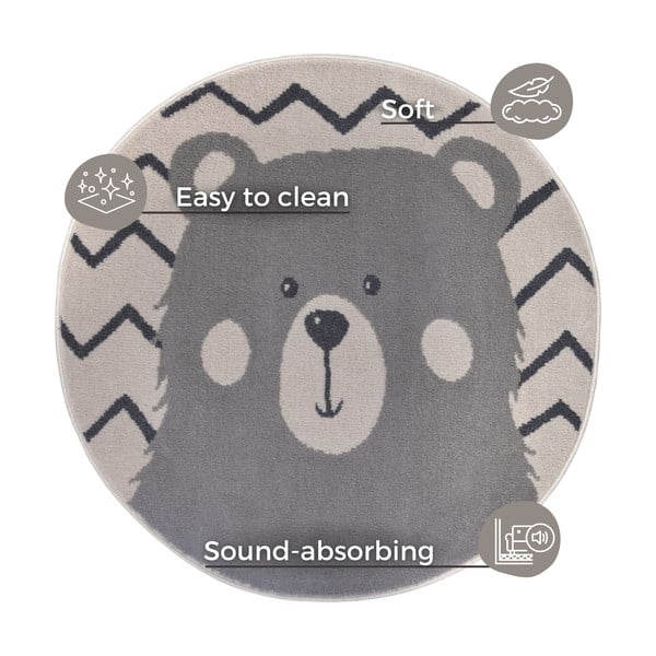 Tappeto grigio per bambini ø 140 cm Bear - Hanse Home-image-4
