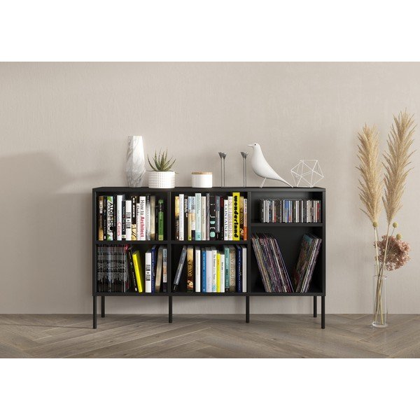 Libreria nera 130x78 cm Mirka - Skandica-image-1