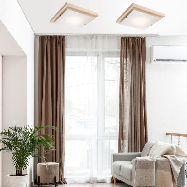 Plafoniera marrone/di colore naturale 30x30 cm Pedro – LAMKUR-image-1