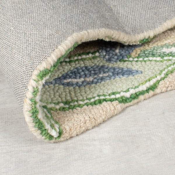 Tappeto verde in lana tessuto a mano 200x290 cm Bryony Shaped Floral - Flair Rugs-image-3