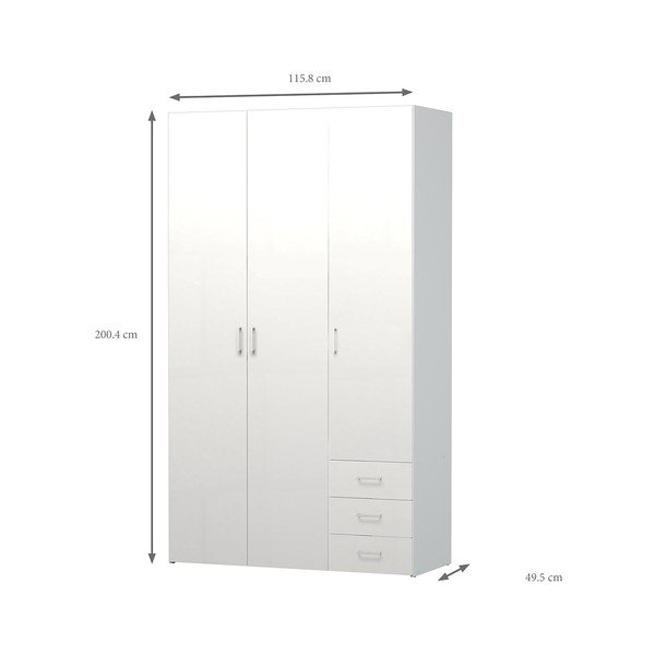Bílá šatní skříň Evegreen House Spark, výška 200,4 cm-image-3