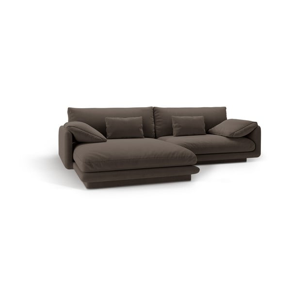 Divano angolare marrone (con penisola a sinistra/con chaise lounge) con rivestimento in velluto Torino – Micadoni -image-2