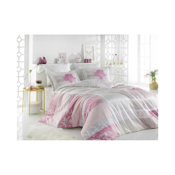 Biancheria da letto con lenzuolo di cotone sateen per letto matrimoniale Garden Rose, 200 x 220 cm - Mijolnir