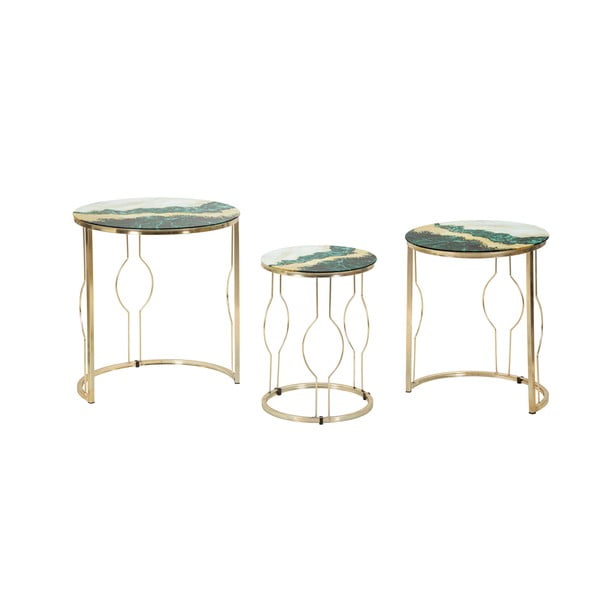 Set di 3 tavolini verde-oro Greeny - Mauro Ferretti