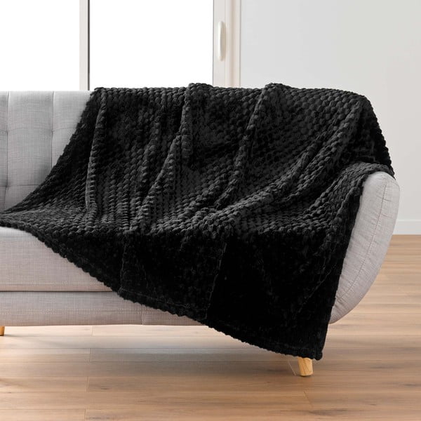 Coperta nera in microflanella 125x150 cm Mini Frosty – douceur d'intérieur-image-1