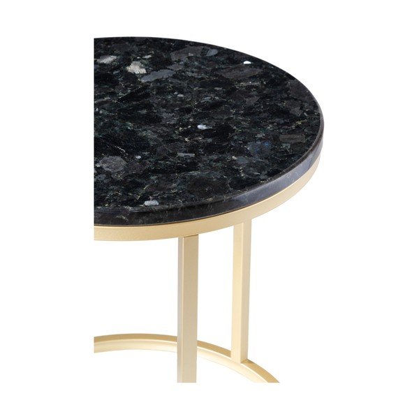 Tavolo in granito nero con base dorata Crystal, ⌀ 50 cm Crystal Labradorite - RGE-image-2