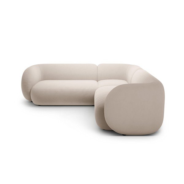 Divano angolare beige con rivestimento in velluto Kate – Micadoni -image-2