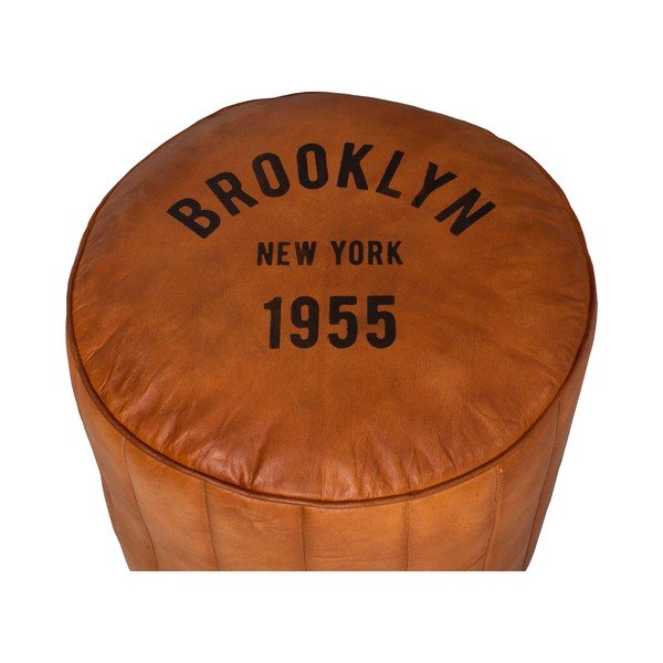 Sgabello in pelle marrone cognac Brooklyn - Antic Line-image-1