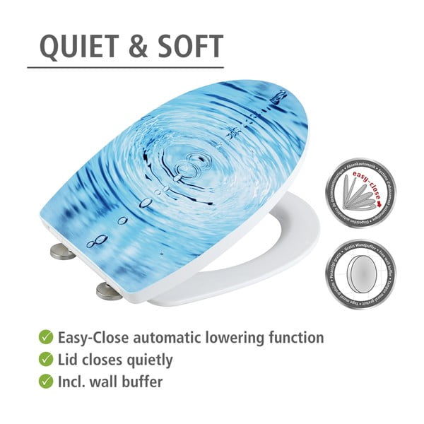 Sedile WC con chiusura Easy-Close (automatica) 38 x 45 cm Droplets – Wenko-image-3