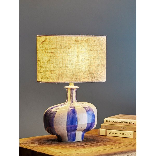 Lampada da tavolo in ceramica con paralume in tessuto (altezza totale 46 cm) Alida – Bloomingville-image-1