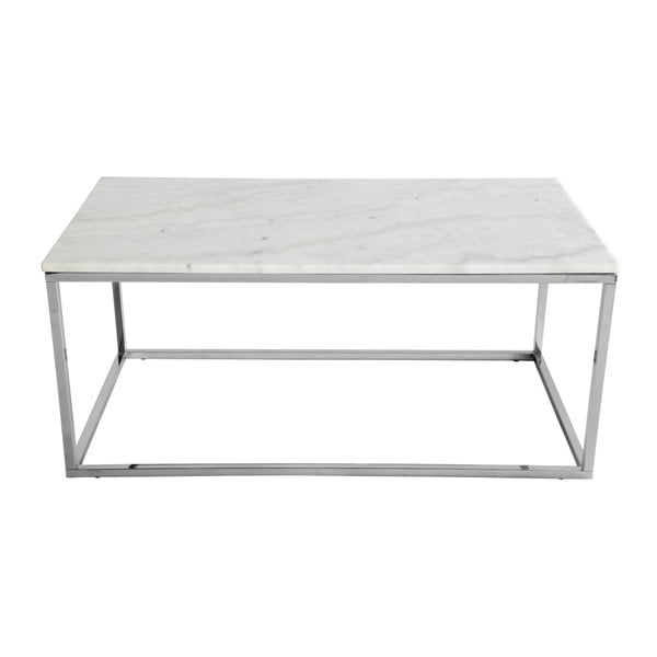 Tavolino con piano in marmo bianco e base in argento Accent - RGE