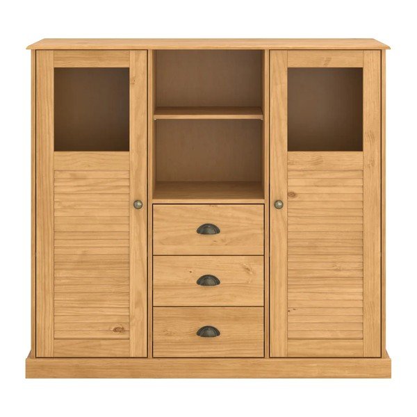 Armadietto colore naturale chiaro in pino massiccio 127x116x38 cm Edith – Støraa