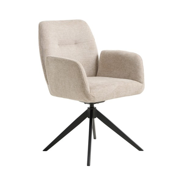 Sedia da pranzo color crema in imbottito con braccioli Roxana – Unique Furniture