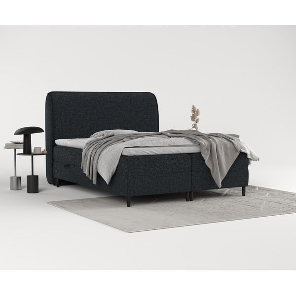 Letto boxspring nero con contenitore 140x200 cm Melba - Maison de Rêve-image-4