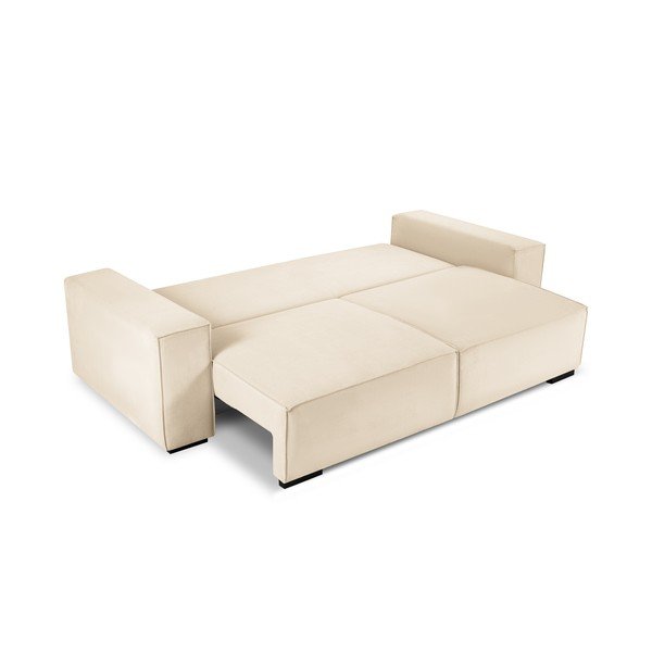 Divano letto in velluto a coste beige Azalea - Mazzini Sofas-image-3